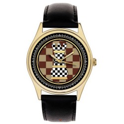 Chequered Rook Chess Art Collectible 40 mm Solid Brass Wrist Watch