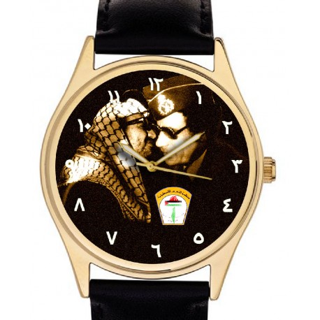 Yasser Arafat & Gaddafi Vintage Palestine-Libya Arab Unity Art Collectible Wrist Watch