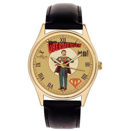 Friedrich Nietzsche Ubermensch Superman Kitsch Collectible Philosophy Art Wrist Watch