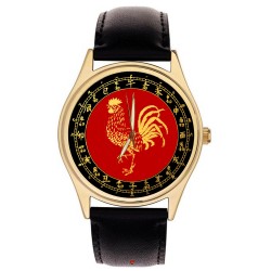 Chinese New Year of the Rooster Cock Good Luck Colors Beautiful Gold Wrist Watch