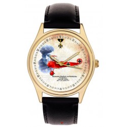 The Red Baron. Manfred von Richtofen Fokker Triplane WW-I German Art Collectible Wrist Watch