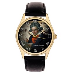Ludwig Von Beethoven Symphony Art Beautiful Solid Brass Music Lover Wrist Watch
