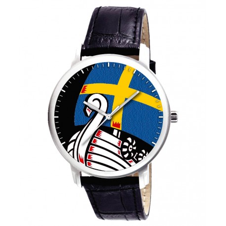 Viking Ship Art Classic Scandinavian Blue Collectible Norse Pride Wrist Watch