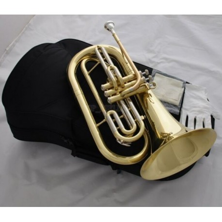 Marching Baritone Monel Valves Bb Keys Professional Gold Horn con caja