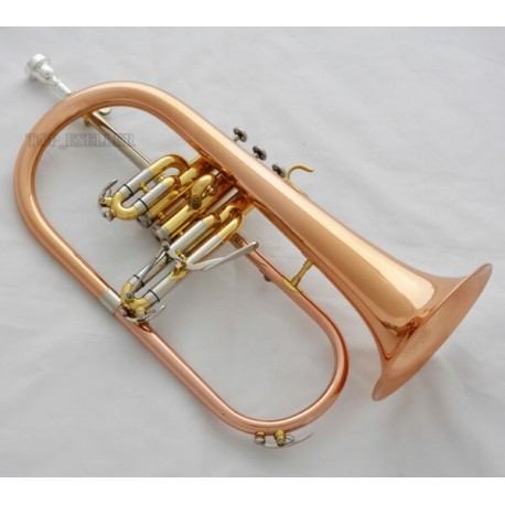 Bb Flugelhorn 3 Monel Valve Cupronickel Tuning with Case Professional Rose Brass