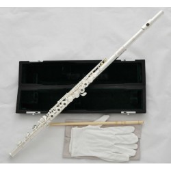 Open Hole Silver Flute Offset G Key B foot Split E With Case Professional Series. 17 hoyos