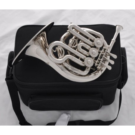 Top Silver Nickel Piccolo Mini French Horn Engraving Bell Bb Keys With Case