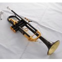 Black Nickel Gold Bell Bb Trumpet horn Engraving Bell 2 Mouthpiece W/Case