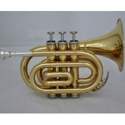 Gold Pocket Trumpet Bb Horn Large bell With Case