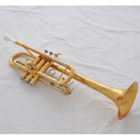 Electrophoresis gold Trumpet New C Key Horn Monel Valves With Case