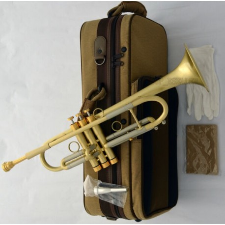 Professional Brushed Brass Trumpet B-Flat Horn Monel 5.25'' Bell