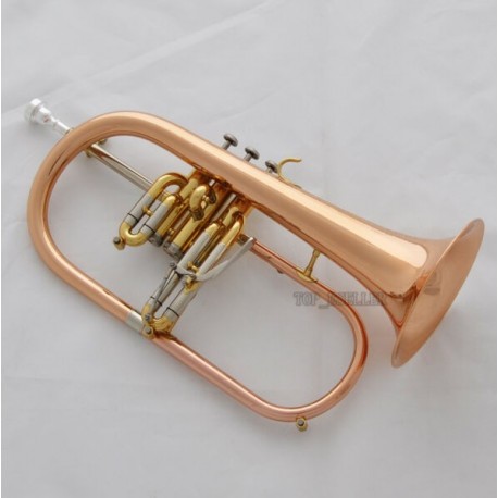 Rose Brass Engraving Bell Flugelhorn Abalone Newest Water Key Bb horn w/Case