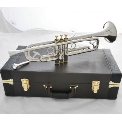Professional Silver Nickel Trumpet Monel Valves Bb Horn 2 Mouthpiece Case