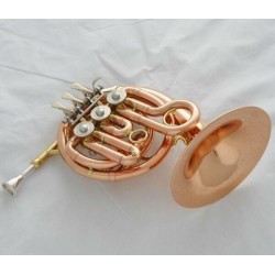 Professional Rose Brass Material Mini French Horn Bb Pocket horn Engraving Bell with Case