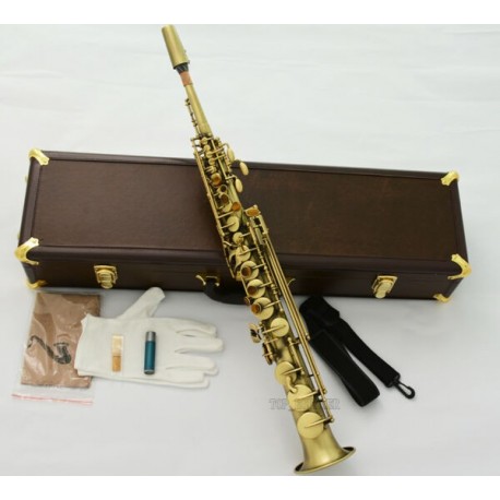 Customized Professional Antique VI Soprano Bb Saxophone Straight Sax LeatherCase