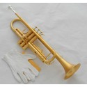 High grade Satin Gold Plated Trumpet Horn Bb Keys Leather Case