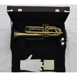 High Grade Matt Brass Superbrass Trumpet horn Monel Valves Leather Case 2 Mouthpiece