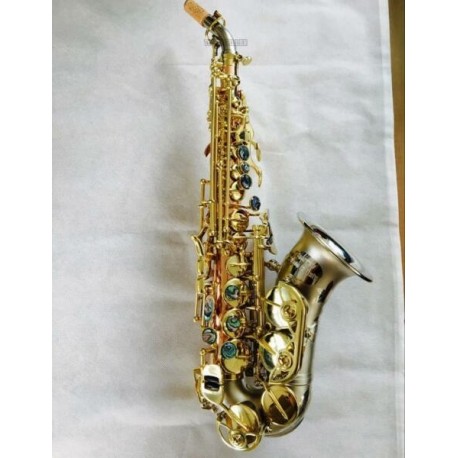 Custom Pro Curved Soprano Saxophone Rose Brass Sax Satin Nickel Finish Bell