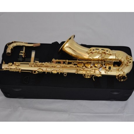 Professional Gold Bb Tenor Saxophone Sax Double bar Low B and C High F#