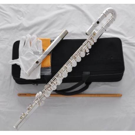 Professional Silver Alto Flute G key With Straight Curved Headjoint, Italian pads