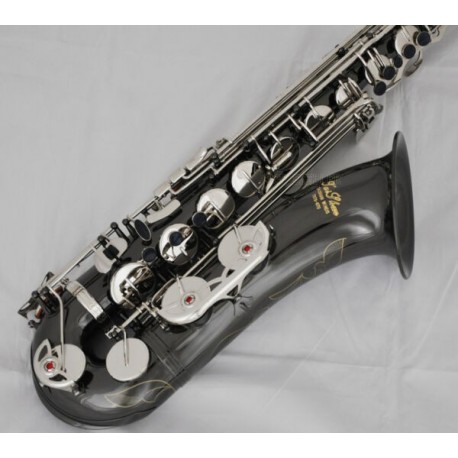 Tenor Saxophone Black Nickel & Silver Finish Sax with Engraved Bell. Professional Artiste Series.