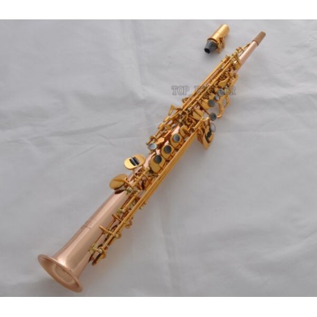 Professional Rose Brass Neck Built-in Soprano Saxophone High F# G Key Sax est