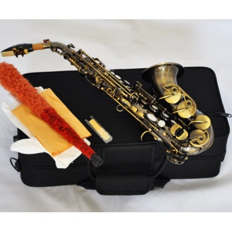 Top New Antique Brass Curved Soprano Saxophone sax Bb Keys High F? With Case