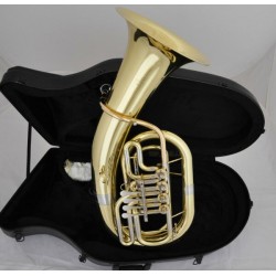 Professional B-Flat Gold Euphonium Horn 4 Rotary Valves Piston With Case