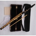 Pro Superbrass Ebony Gold Plated C# Trill Flute Open hole B foot Split E Wood Case