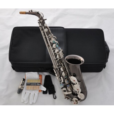 New Black nickel Silver Nickel Alto Saxophone Engraved bell Saxofon ABALONE Key