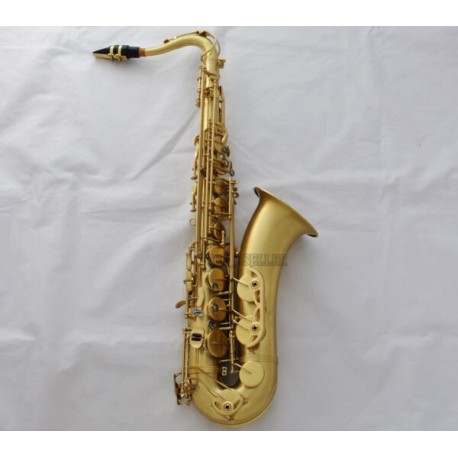 Professional Matt Gold Lacquer Tenor Saxophone Sax ABALONE Keys, High F# with Case