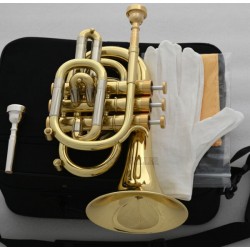 Professional Bb Gold Pocket Trumpet Monel Valves Free 2 Mouthpiece With case