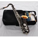 Professional Black Nickel Silver C Melody saxophone Gold Bell Sax Hand Engraving