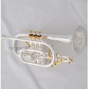 Professional Silver Plated Cornet horn B-flat Double triggers Trumpet With Case