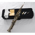 Pro Neck Built-in Soprano Saxophone Bb Antique Sax High F# + Metal Mouthpiece