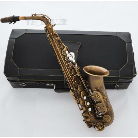 Professional Retro Brass Alto Saxophone 875 Model Eb Sax High F# with Case