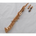 New Rose Gold Plated Soprano saxophone Saxello Bb sax High F#, G Key Leather Case