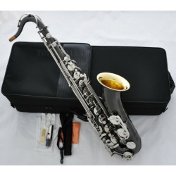 Professional Black Nickel Silver Tenor Saxophone Bb Sax Gold Bell with Case