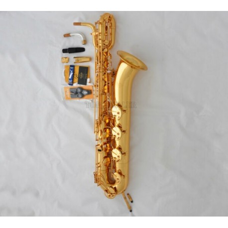 Professional Superbrass Gold Baritone Saxophone Pillar Sax Low A Key Leather Case