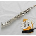 Pro Silver Soprano Saxello saxophone Curved bell Abalone High F#, G. Leather Case