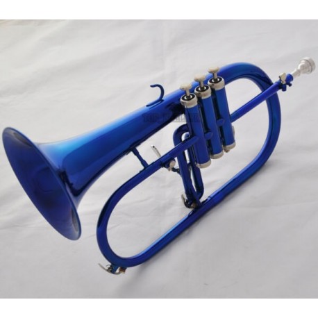 Professional Blue Lacquer Flugelhorn Bb Flugel Beautiful horn Monel Valve With Case
