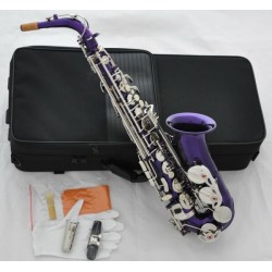 Royal Purple Silver Alto Saxophone Eb Sax Saxofon High F# with Case