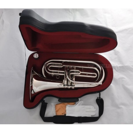 Professional Marching Baritone Silver Nickel Bb Tuba Horn Case
