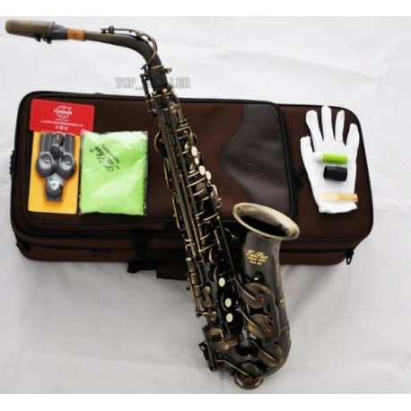 Professional Antique Bronze Superbrass Alto Saxophone Sax High F# Saxofon With Case