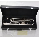Professional Rotary Valves Bass Trumpet Bb Silver nickel horn Leather case