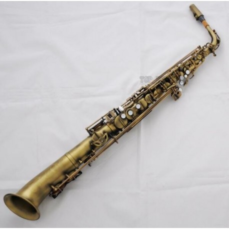 Professional Eb Straight Alto Saxophone Antique Brass Saxello Sax Leather Case