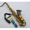 Black Nickel Gold Professional Tenor Saxophone High F# Sax with Case, 10X Reeds