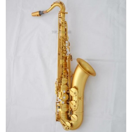 Professional Matt GOLD Tenor Saxophone Bb Saxofon Hand Engraving Bell Case