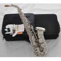 Professional Silver nickel Alto Saxophone Eb sax Black Shell Key High F# with Case