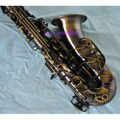 Professional Antique Bronze Eb Alto Saxophone Abalone shell key High F? sax